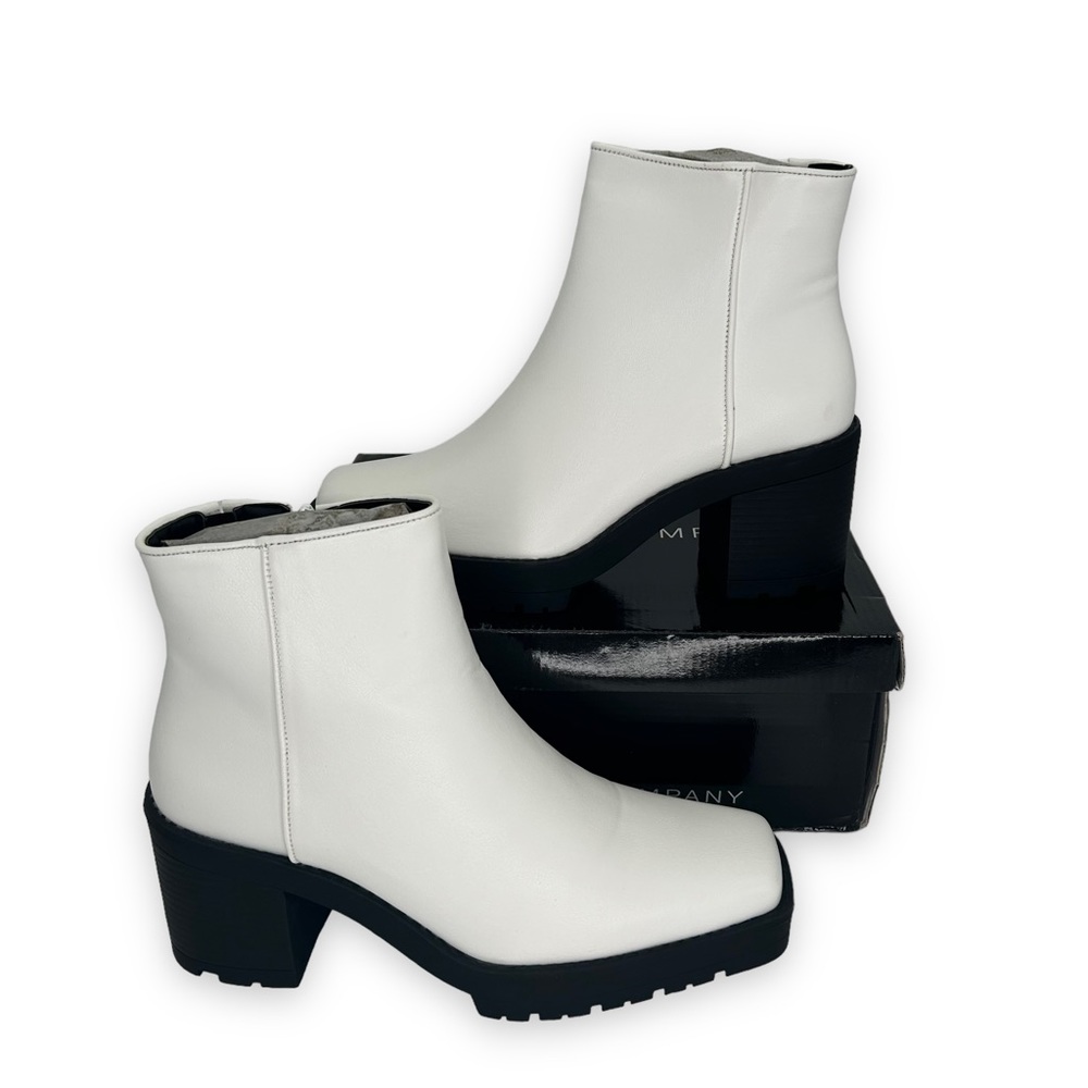 White Women's Ankle Boots with Block Heel - Picture 2 of 11